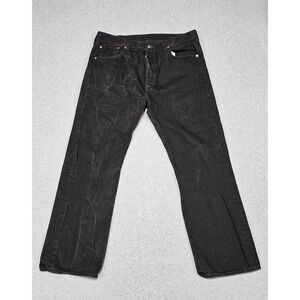 Levis 501 Jeans Mens 38x30 Original Fit Straight Leg Button Fly Black Denim